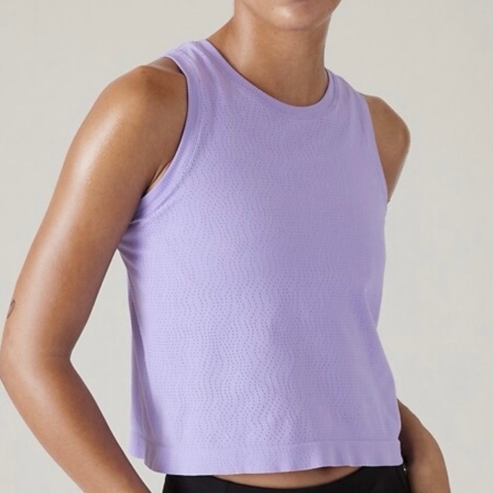 Athleta Ether Seamless Mesh Tank Purple Lavender Sleeveless Workout Size M